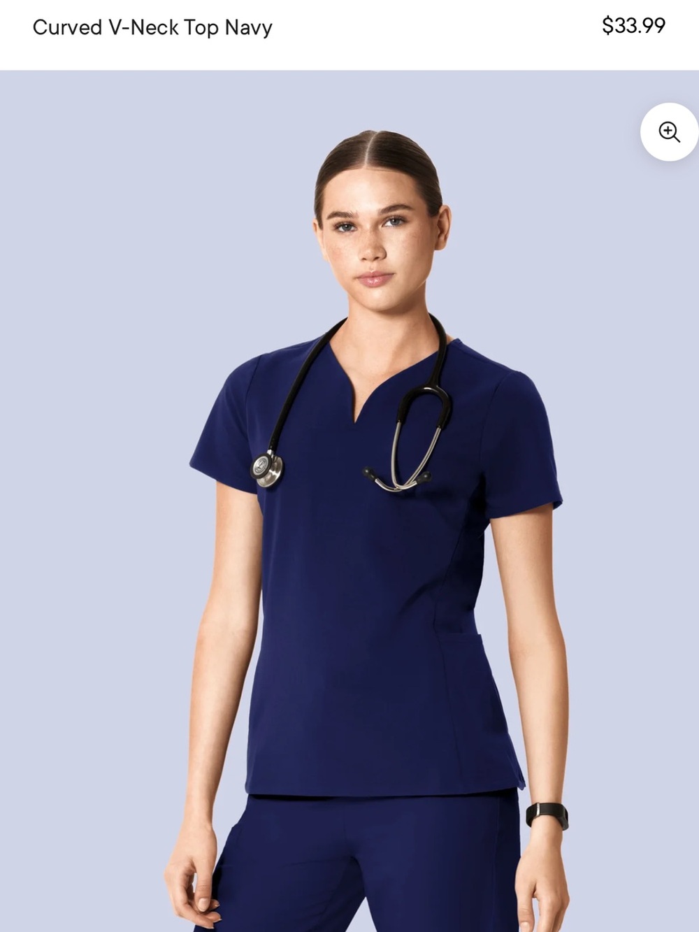Mandala Women's Navy Short Sleeve Scrub Top